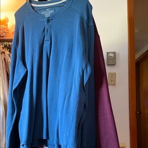 Faded Glory Men's Long Sleeve Blue Henley